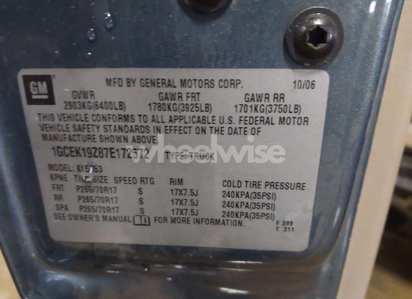 Photo 9 of 2007 Chevrolet Silverado 1500 CLASSIC LT1 (VIN 1GCEK19Z87E172572)