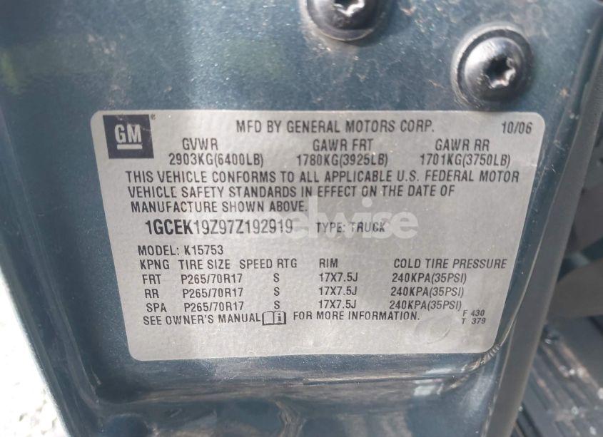Photo 9 of 2007 Chevrolet Silverado 1500 CLASSIC LT3 (VIN 1GCEK19Z97Z192919)