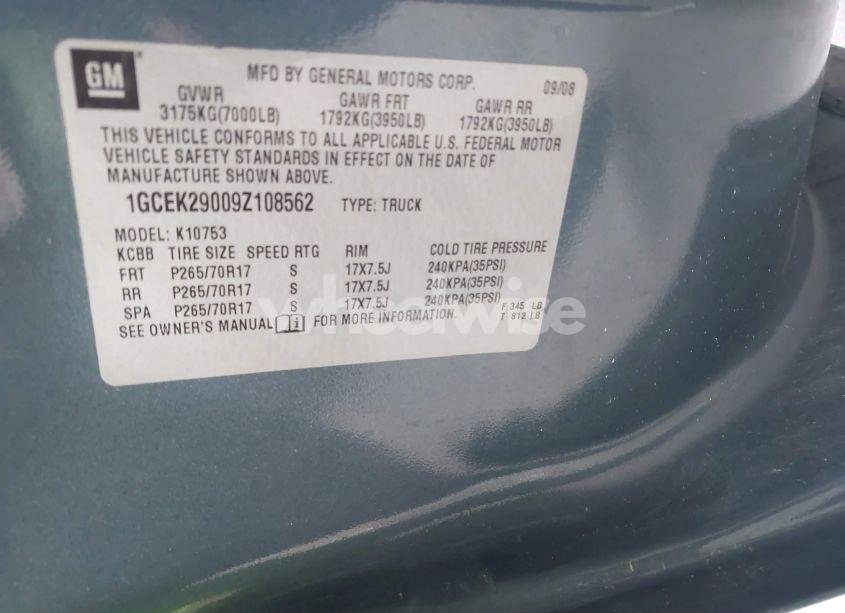 Photo 9 of 2009 Chevrolet Silverado 1500 LT (VIN 1GCEK29009Z108562)