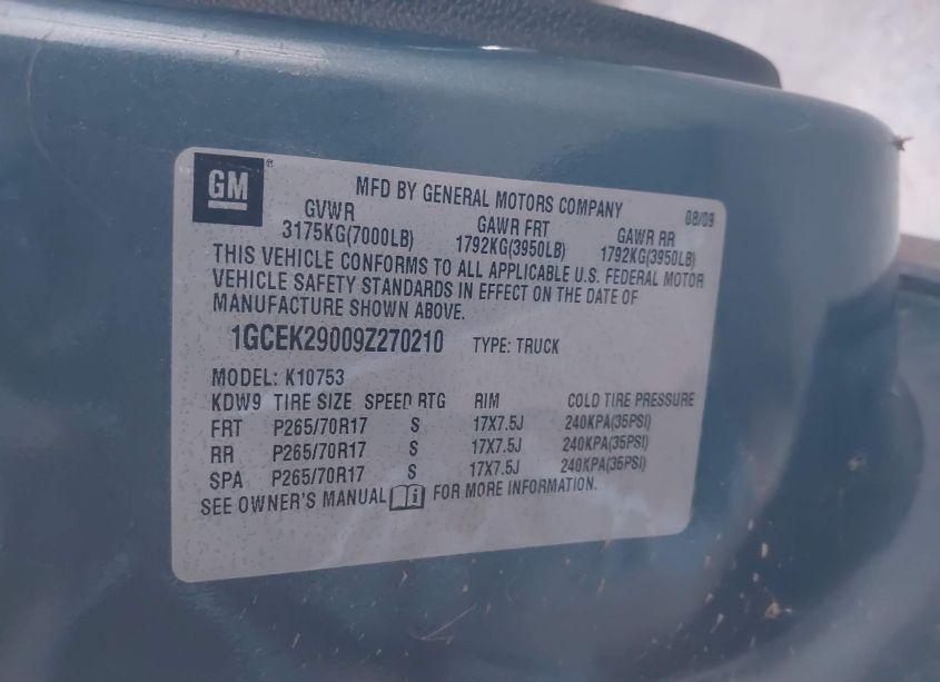 Photo 9 of 2009 Chevrolet Silverado 1500 LT (VIN 1GCEK29009Z270210)