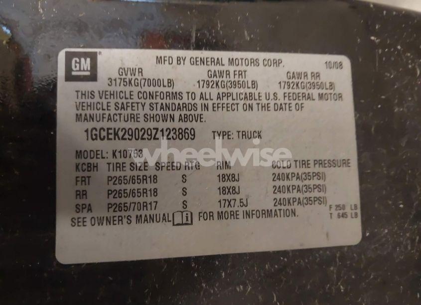 Photo 9 of 2009 Chevrolet Silverado 1500 LT (VIN 1GCEK29029Z123869)