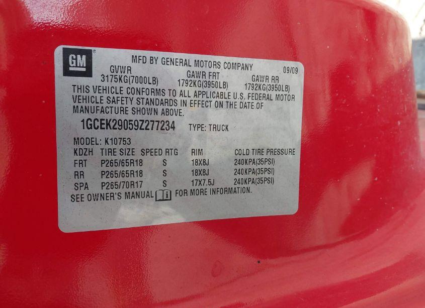 Photo 9 of 2009 Chevrolet Silverado 1500 LT (VIN 1GCEK29059Z277234)
