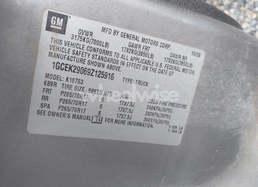 Photo 9 of 2009 Chevrolet Silverado 1500 LT (VIN 1GCEK29069Z125916)