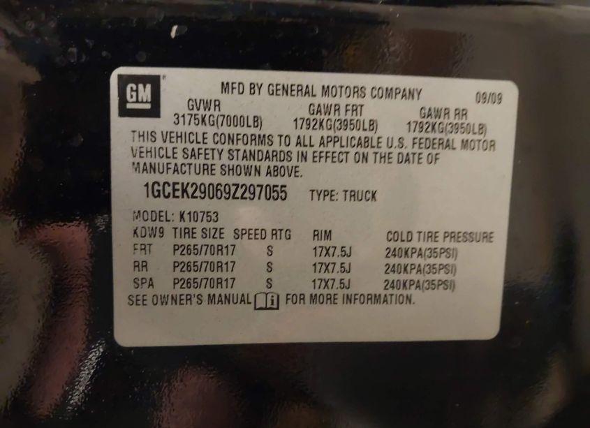 Photo 9 of 2009 Chevrolet Silverado 1500 (VIN 1GCEK29069Z297055)