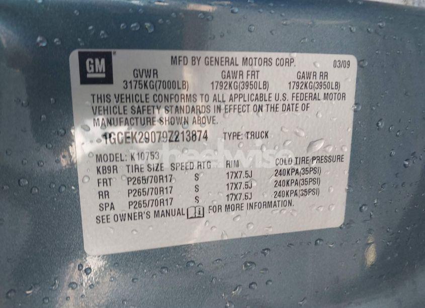 Photo 9 of 2009 Chevrolet Silverado 1500 LT (VIN 1GCEK29079Z213874)