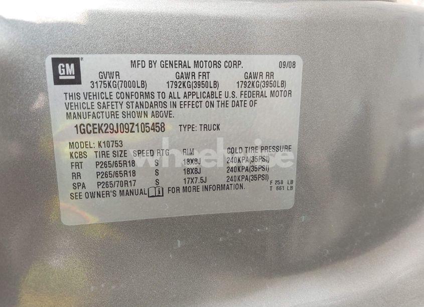 Photo 9 of 2009 Chevrolet Silverado 1500 LT (VIN 1GCEK29J09Z105458)