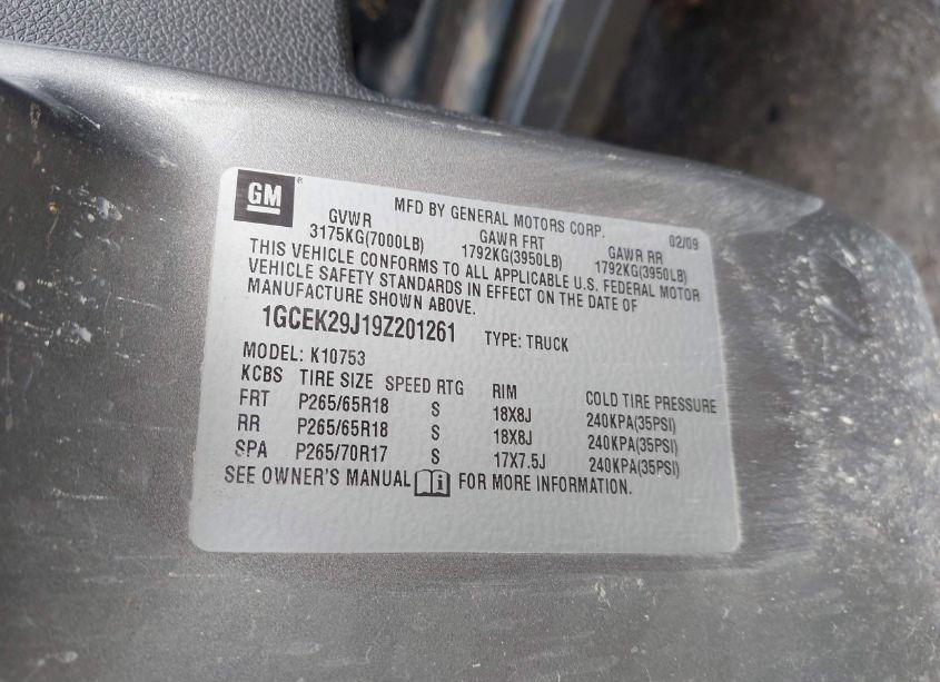 Photo 9 of 2009 Chevrolet Silverado 1500 LT (VIN 1GCEK29J19Z201261)