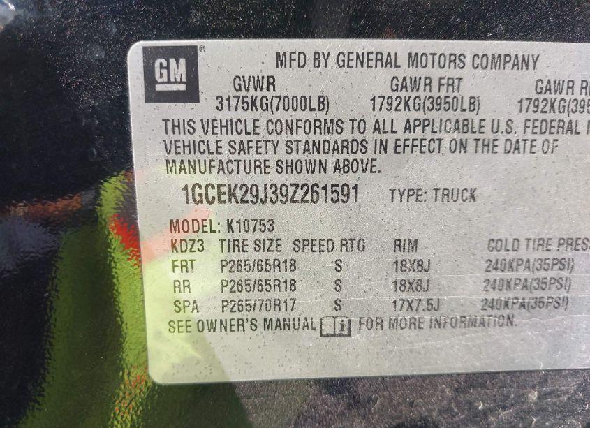 Photo 9 of 2009 Chevrolet Silverado 1500 LT (VIN 1GCEK29J39Z261591)