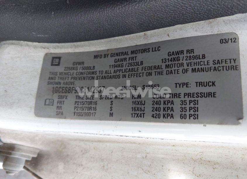 Photo 9 of 2012 Chevrolet Colorado WORK TRUCK (VIN 1GCESBF90C8142937)