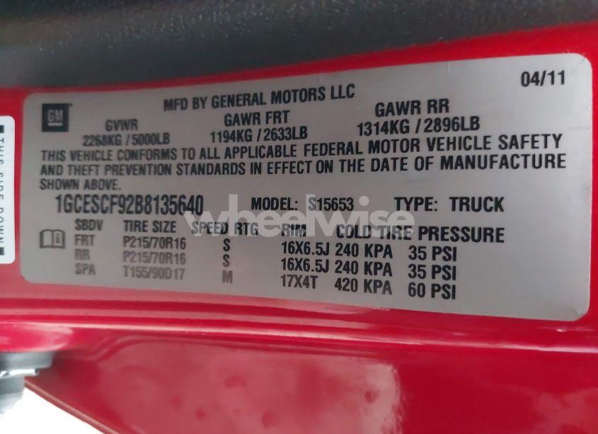 Photo 9 of 2011 Chevrolet Colorado LT W/1LT (VIN 1GCESCF92B8135640)