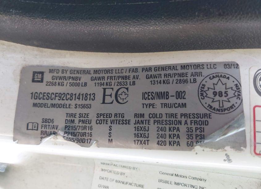 Photo 9 of 2012 Chevrolet Colorado 1LT (VIN 1GCESCF92C8141813)