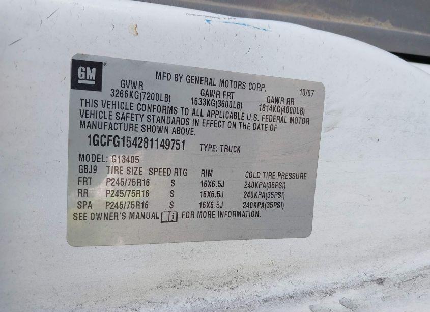 Photo 9 of 2008 Chevrolet Express WORK VAN (VIN 1GCFG154281149751)