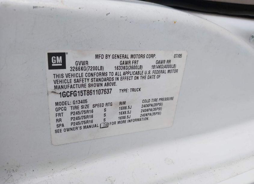 Photo 9 of 2006 Chevrolet Express WORK VAN (VIN 1GCFG15T861107637)