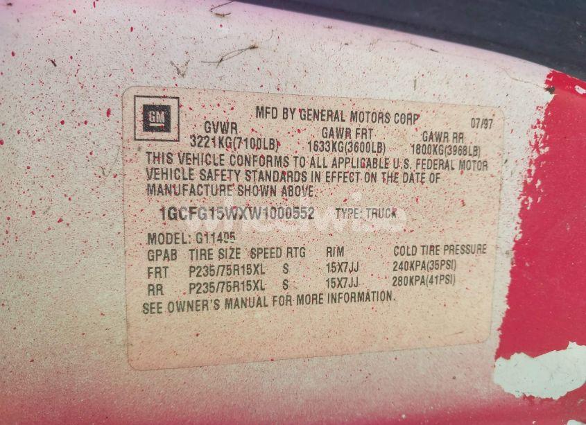 Photo 9 of 1998 Chevrolet Chevy VAN G1500 (VIN 1GCFG15WXW1000552)