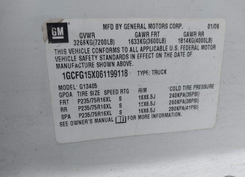 Photo 9 of 2006 Chevrolet Express WORK VAN (VIN 1GCFG15X061199118)