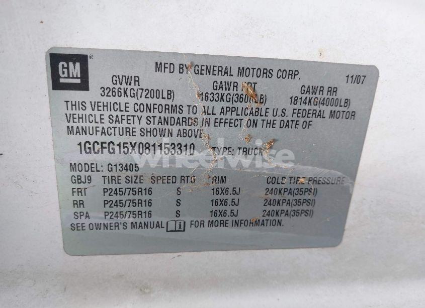 Photo 9 of 2008 Chevrolet Express WORK VAN (VIN 1GCFG15X081153310)