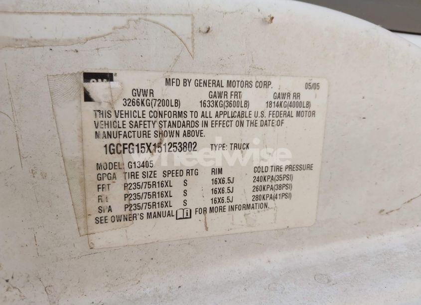 Photo 9 of 2005 Chevrolet Express (VIN 1GCFG15X151253802)