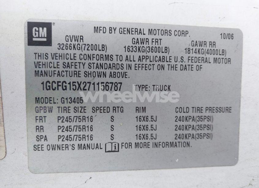 Photo 9 of 2007 Chevrolet Express WORK VAN (VIN 1GCFG15X271156787)