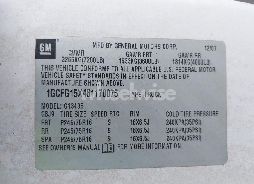 Photo 9 of 2008 Chevrolet Express WORK VAN (VIN 1GCFG15X481170076)