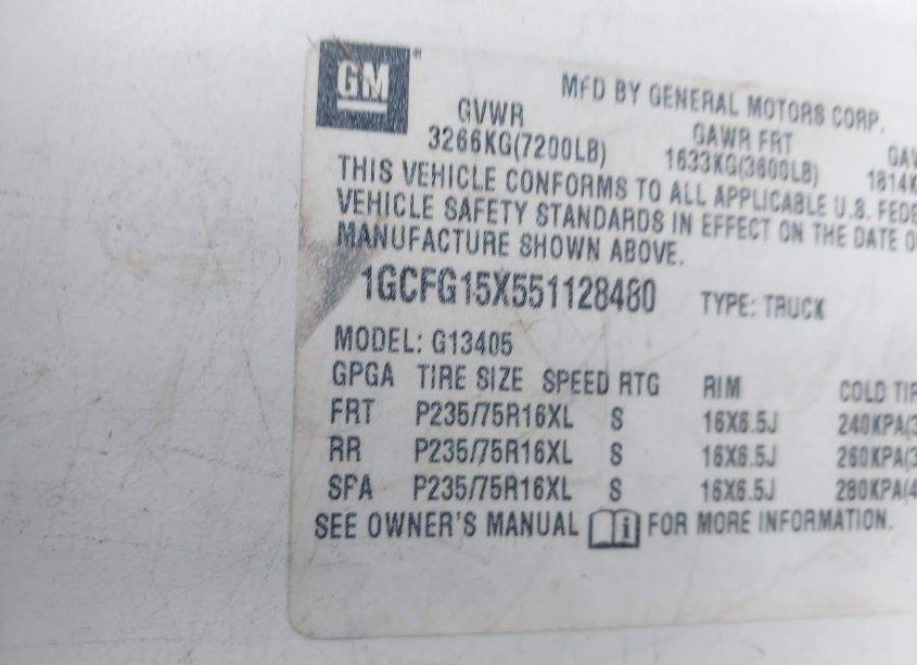 Photo 9 of 2005 Chevrolet Express (VIN 1GCFG15X551128480)