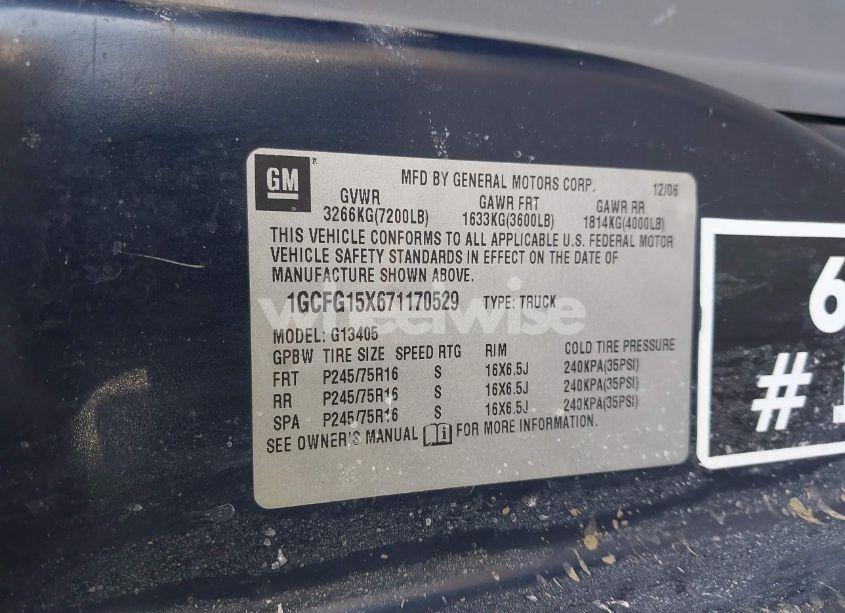 Photo 9 of 2007 Chevrolet Express WORK VAN (VIN 1GCFG15X671170529)