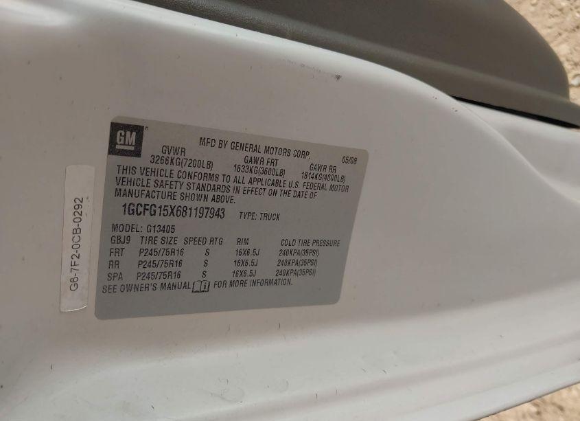 Photo 9 of 2008 Chevrolet Express WORK VAN (VIN 1GCFG15X681197943)