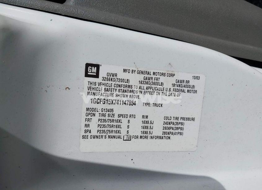 Photo 9 of 2004 Chevrolet Express (VIN 1GCFG15X741147854)