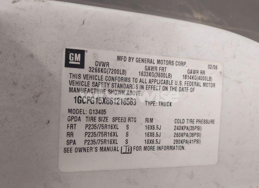 Photo 9 of 2006 Chevrolet Express WORK VAN (VIN 1GCFG15X861218563)