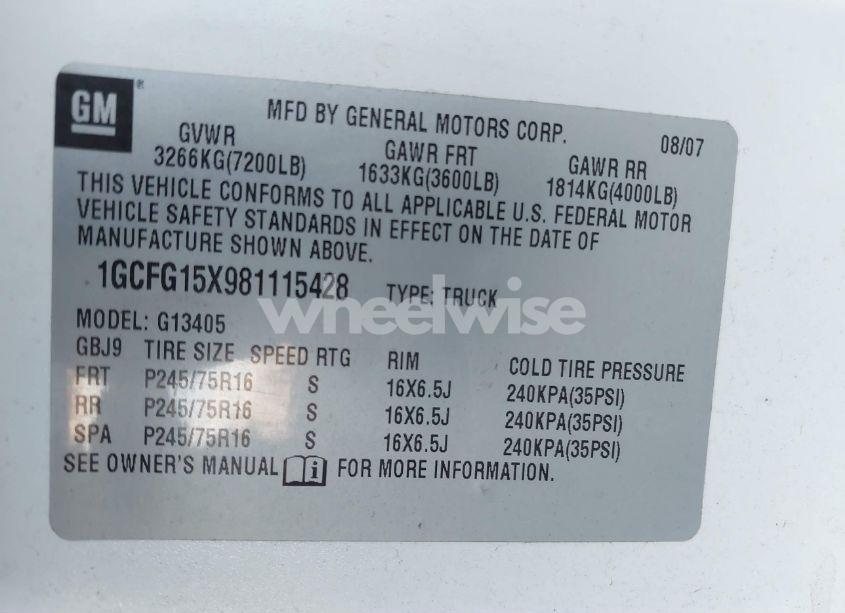 Photo 9 of 2008 Chevrolet Express WORK VAN (VIN 1GCFG15X981115428)