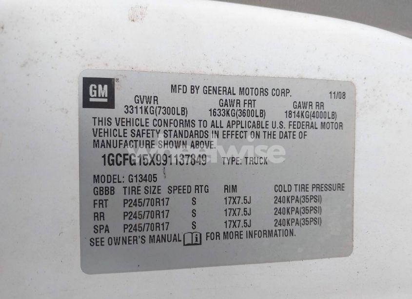 Photo 9 of 2009 Chevrolet Express 1500 WORK VAN (VIN 1GCFG15X991137849)