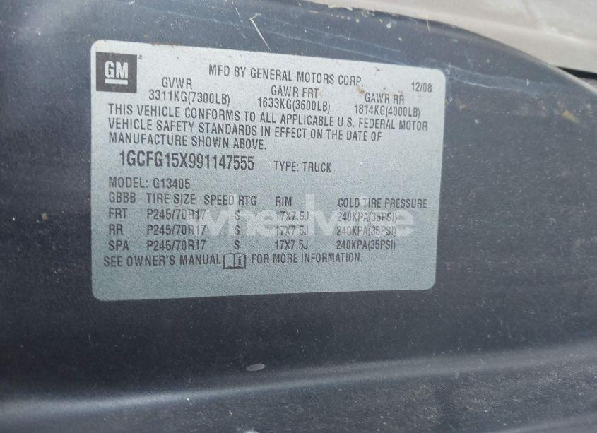 Photo 9 of 2009 Chevrolet Express 1500 WORK VAN (VIN 1GCFG15X991147555)