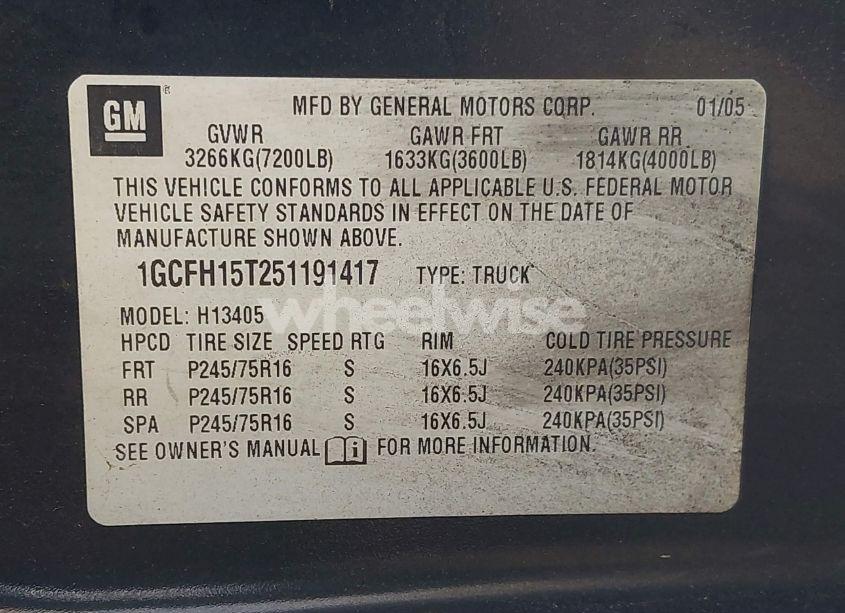 Photo 9 of 2005 Chevrolet Express (VIN 1GCFH15T251191417)