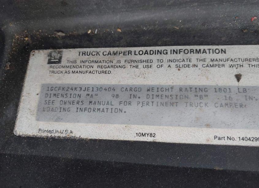 Photo 9 of 1988 Chevrolet Gmt-400 K2500 (VIN 1GCFK24K3JE130404)