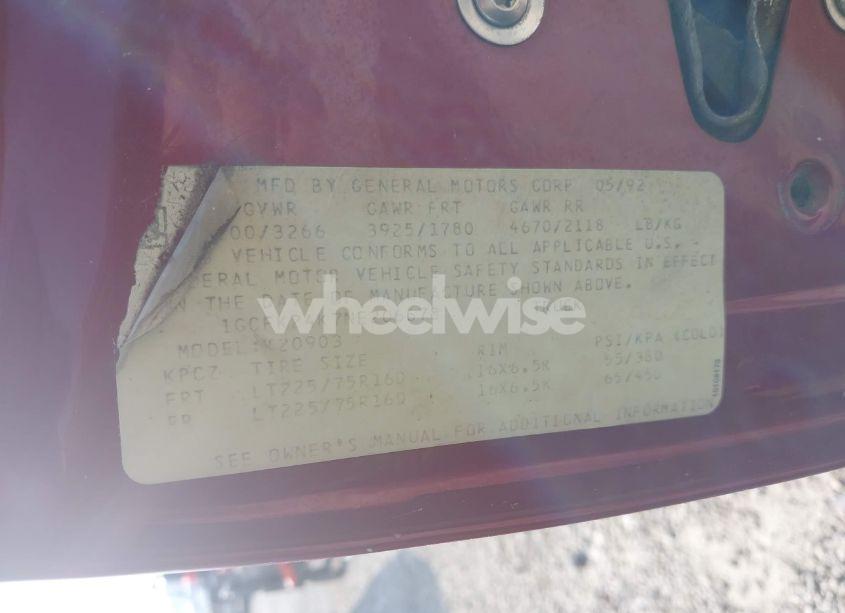 Photo 9 of 1992 Chevrolet Gmt-400 K2500 (VIN 1GCFK24K7NE206678)