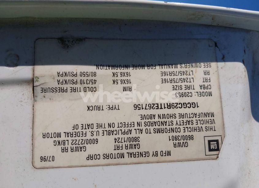 Photo 9 of 1996 Chevrolet Gmt-400 C2500 (VIN 1GCGC29R1TE267156)