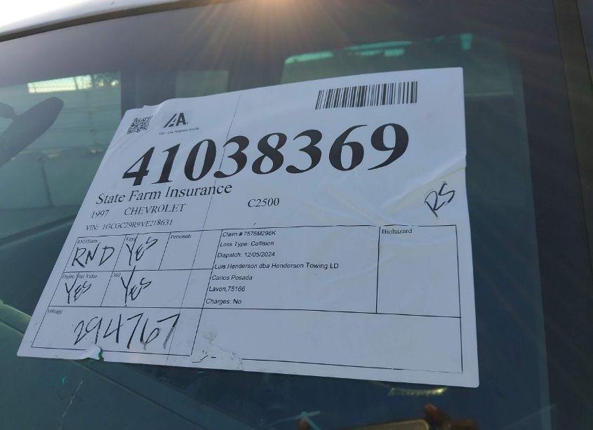 Photo 17 of 1997 Chevrolet C2500 HD FLEETSIDE (VIN 1GCGC29R9VE218631)