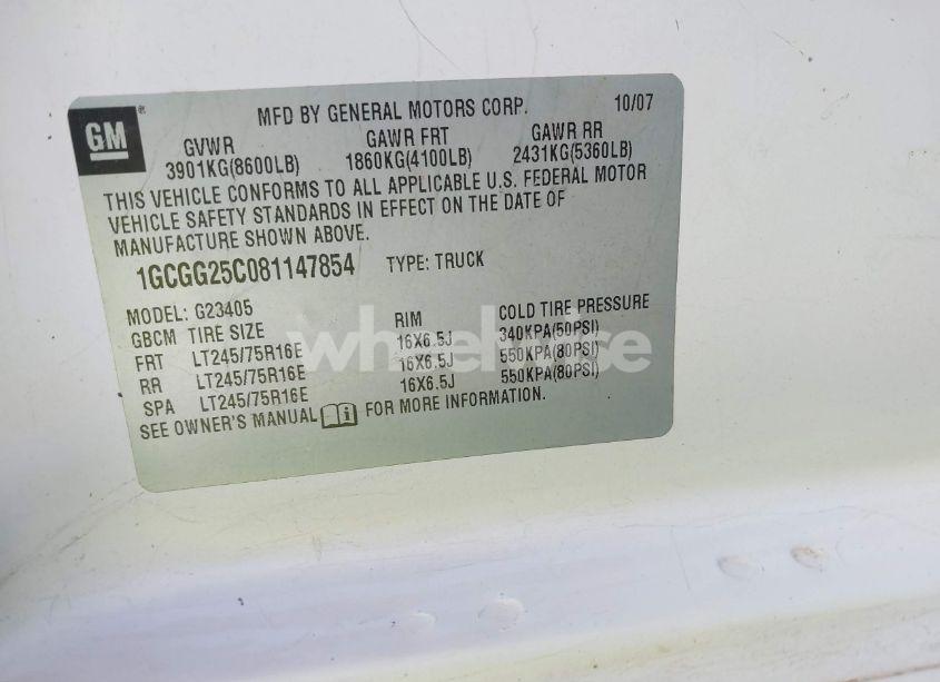 Photo 9 of 2008 Chevrolet Express WORK VAN (VIN 1GCGG25C081147854)