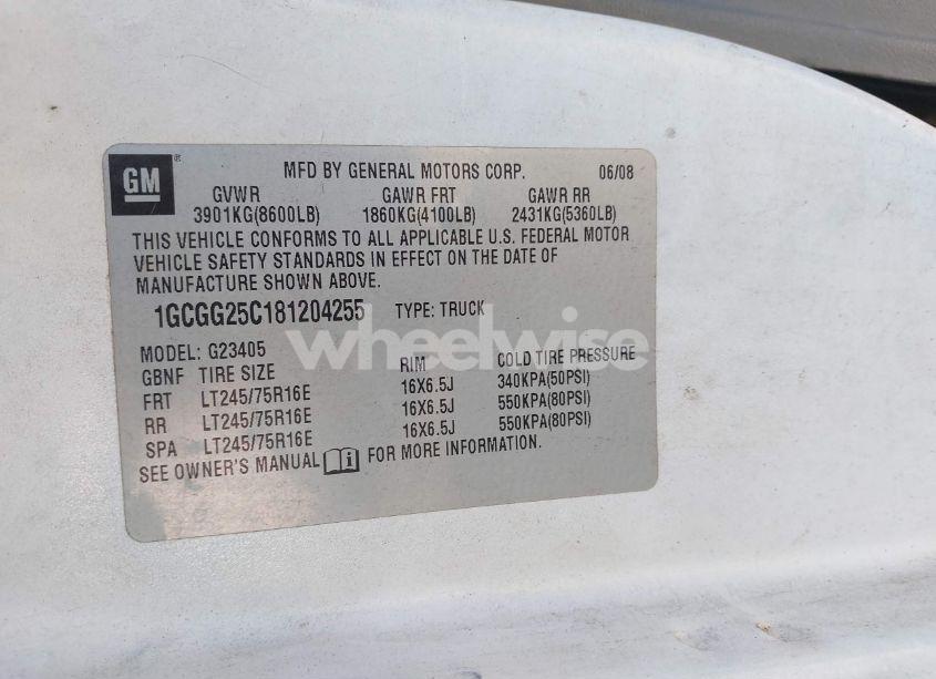 Photo 9 of 2008 Chevrolet Express WORK VAN (VIN 1GCGG25C181204255)