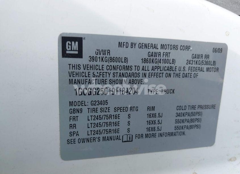 Photo 9 of 2009 Chevrolet Express 2500 WORK VAN (VIN 1GCGG25C191184204)