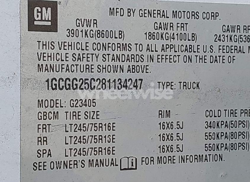 Photo 9 of 2008 Chevrolet Express WORK VAN (VIN 1GCGG25C281134247)