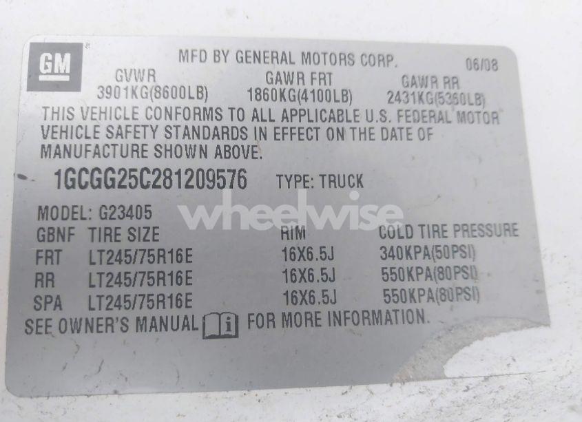 Photo 9 of 2008 Chevrolet Express WORK VAN (VIN 1GCGG25C281209576)