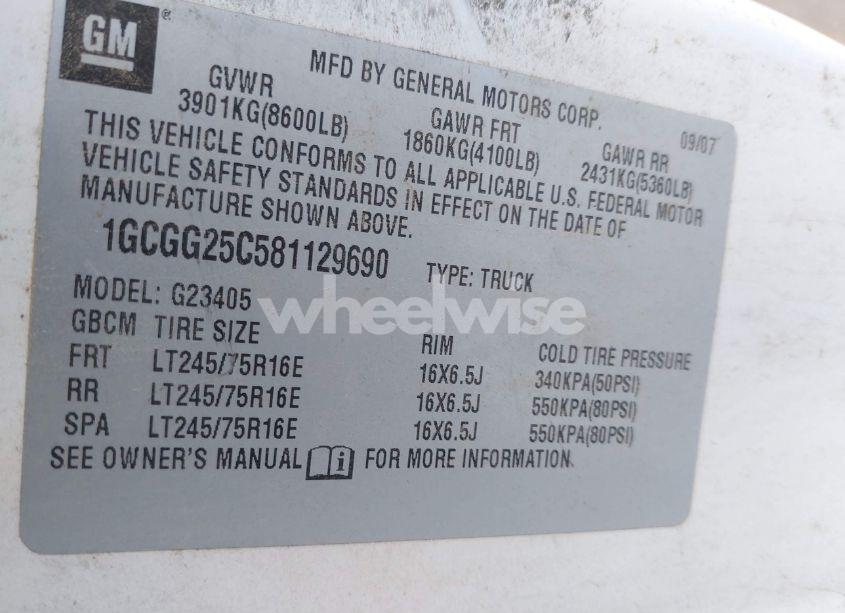 Photo 9 of 2008 Chevrolet Express WORK VAN (VIN 1GCGG25C581129690)