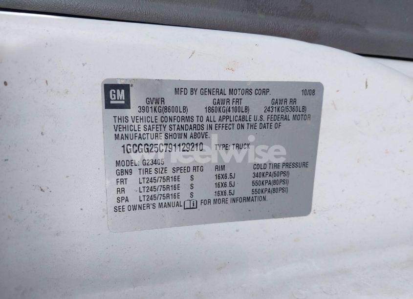 Photo 9 of 2009 Chevrolet Express 2500 WORK VAN (VIN 1GCGG25C791129210)