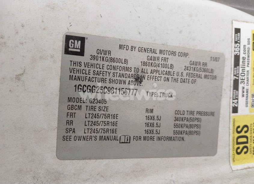 Photo 9 of 2008 Chevrolet Express WORK VAN (VIN 1GCGG25C981156777)