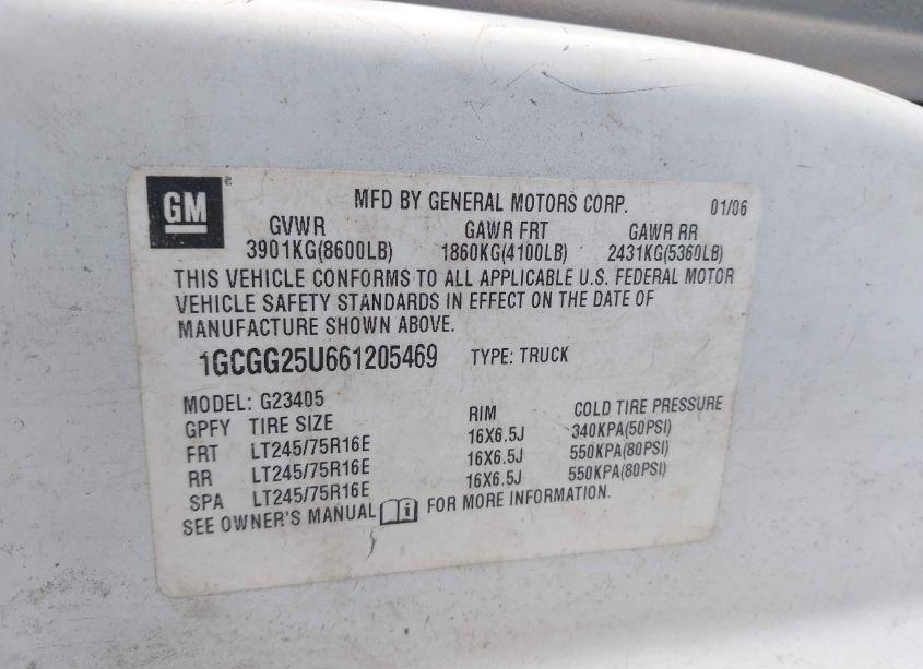 Photo 9 of 2006 Chevrolet Express WORK VAN (VIN 1GCGG25U661205469)