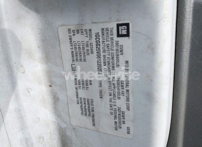 Photo 9 of 2006 Chevrolet Express WORK VAN (VIN 1GCGG25V061220252)