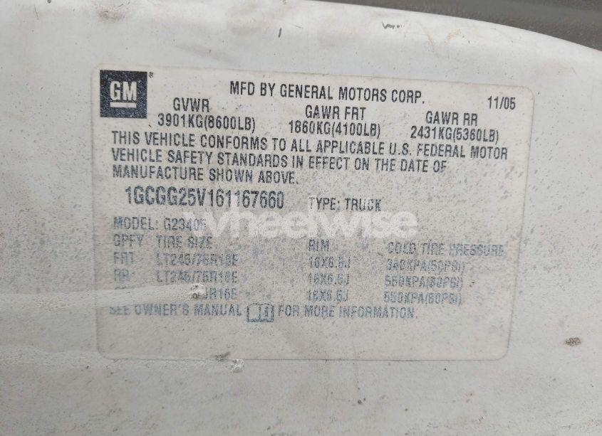 Photo 9 of 2006 Chevrolet Express WORK VAN (VIN 1GCGG25V161167660)