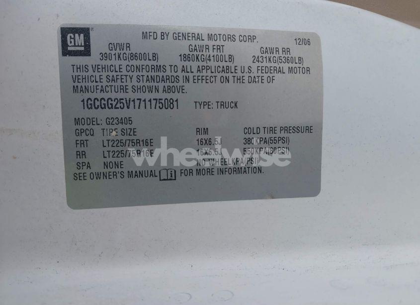 Photo 9 of 2007 Chevrolet Express WORK VAN (VIN 1GCGG25V171175081)