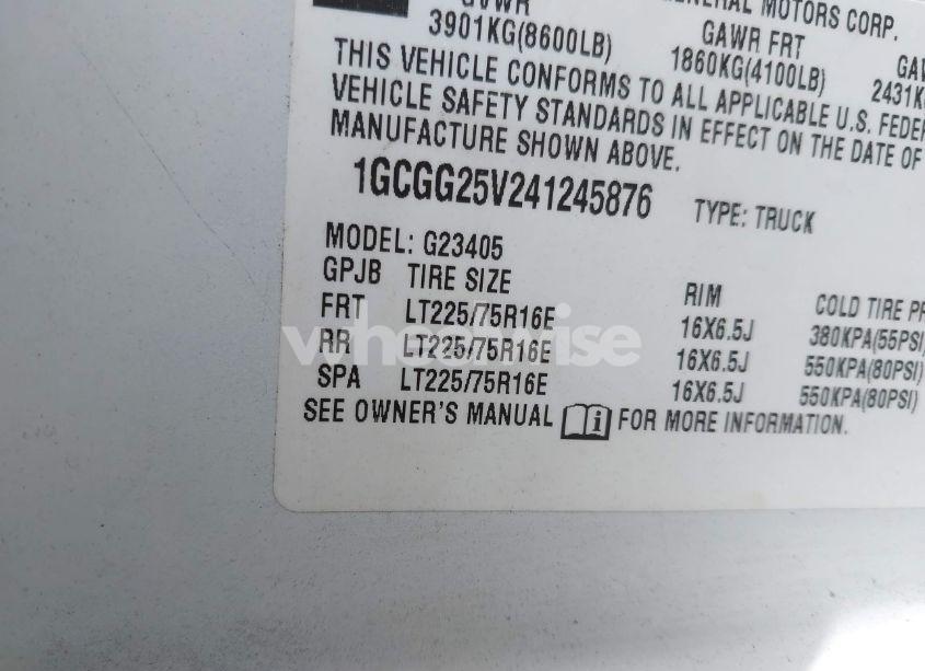Photo 9 of 2004 Chevrolet Express (VIN 1GCGG25V241245876)