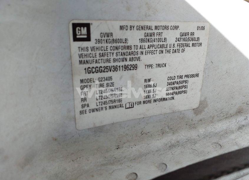 Photo 9 of 2006 Chevrolet Express WORK VAN (VIN 1GCGG25V361196299)